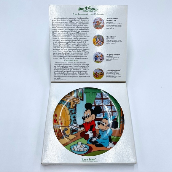 Vintage Schmid Four Seasons Of Love Let It Snow Mickey & Minnie Collector Plate - Picture 4 of 10